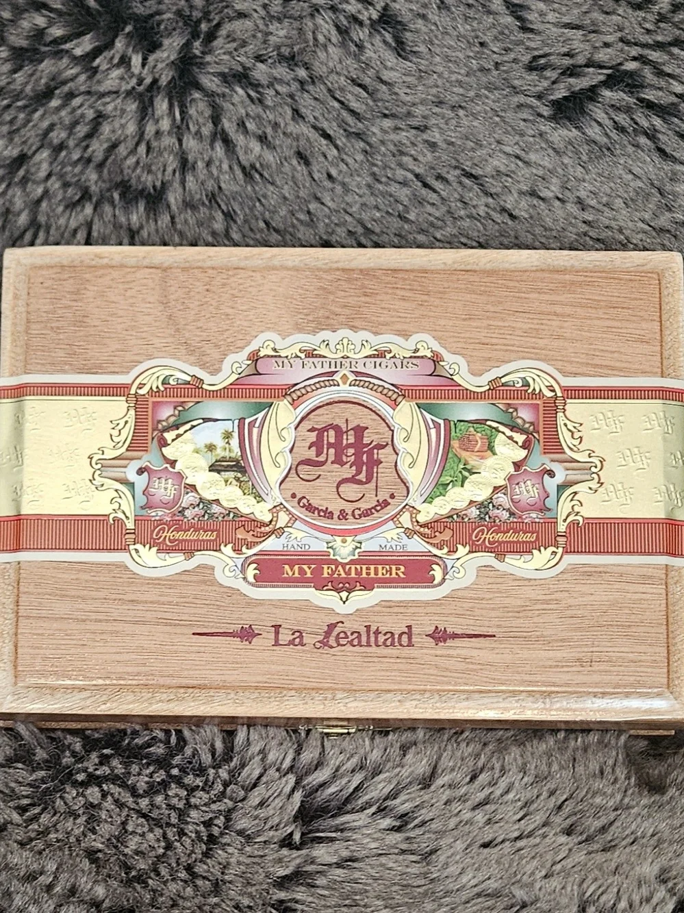 Wooden Decorative Storage Box with Red Interior Label